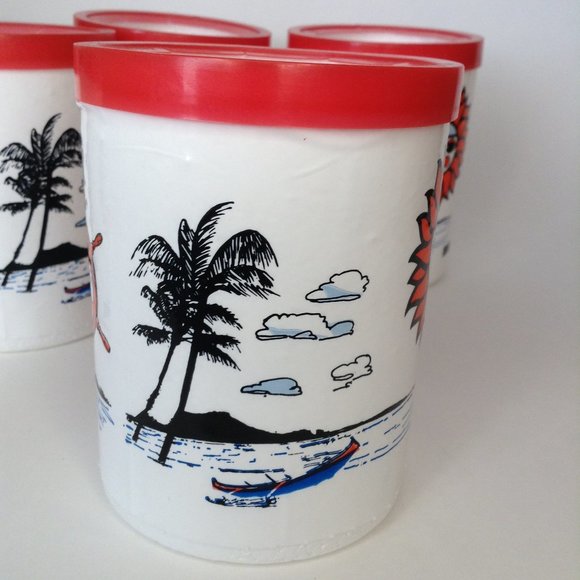 Lot of 6 Vintage Styrofoam Beer Pop Can Cooler Koozie Nautical Sailing Beach Sun - Picture 10 of 14